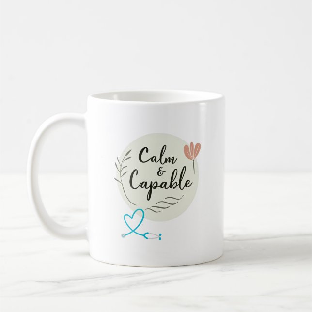 Calm & Capable Nurse Personalised Coffee Mug (Left)