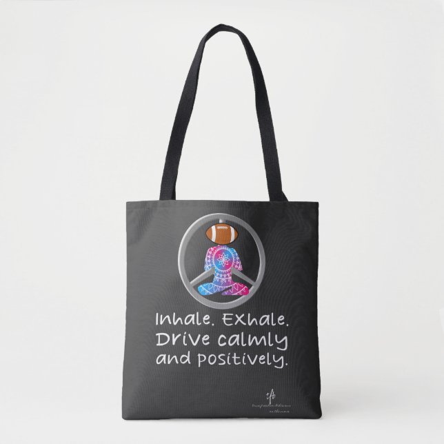 Calm Car Ride Home Neon Red/Blue Football Tote Bag (Front)