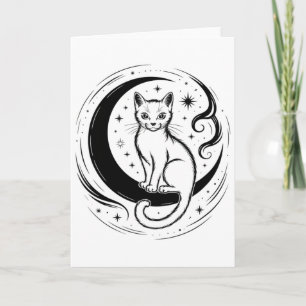 Calm Cat Lotus Flower Yoga Meditation Enthusiast T Card