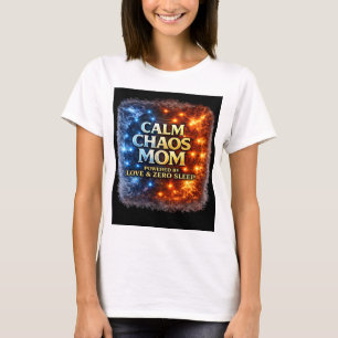 Calm Chaos Mum Shirt, Funny Mum Life Tee, Powered  T-Shirt