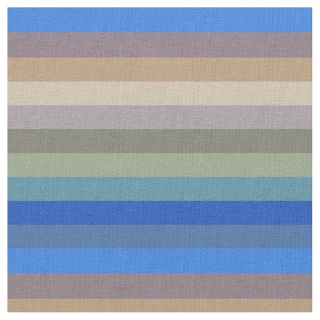Calm Coastal Neutral Stripe Pattern in Blues and S Fabric (Close Up)