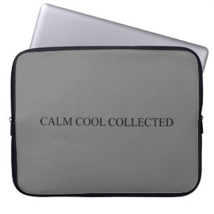 Calm cool collected black dark grey minimalist fun laptop sleeve