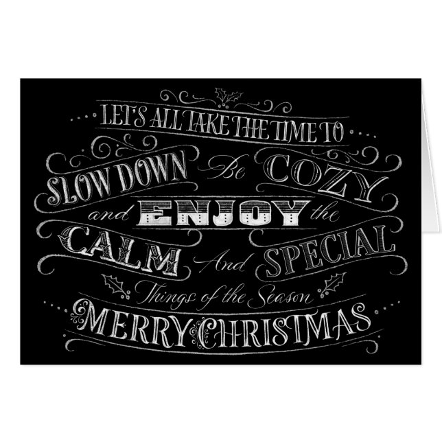Calm + Cosy Merry Christmas Chalkboard Calligraphy (Front Horizontal)