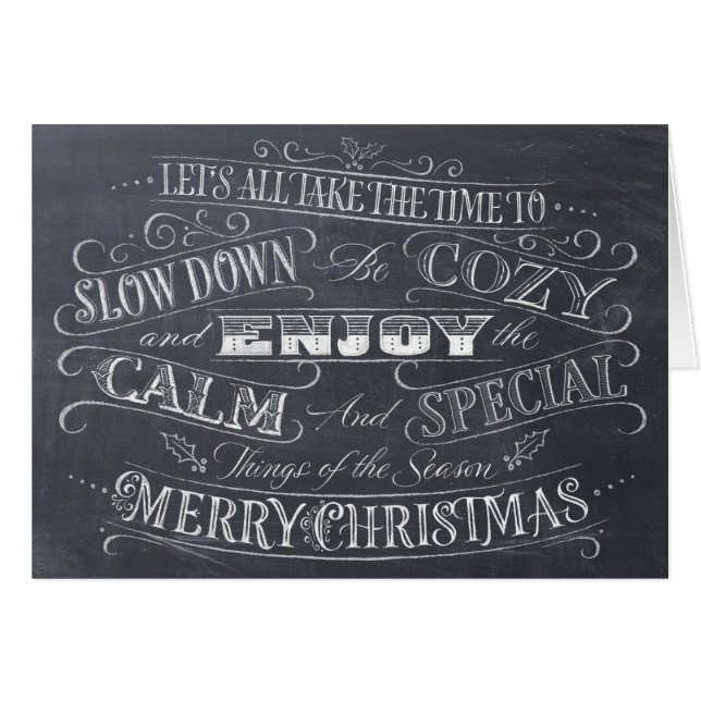 Calm + Cosy Merry Christmas Chalkboard Calligraphy (Front Horizontal)