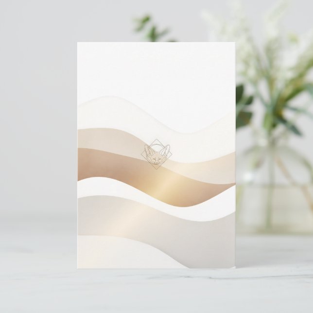 Calm Desert Waves with Fennec Essence | Minimal Se Card (Standing Front)