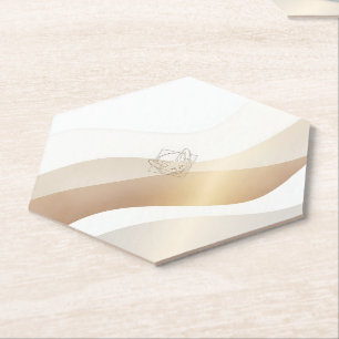 Calm Desert Waves with Fennec Essence   Minimal Se Paper Coaster