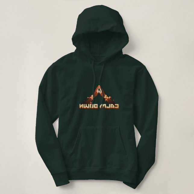 Calm Down! Mirror Image reverse typography  Hoodie (Design Front)