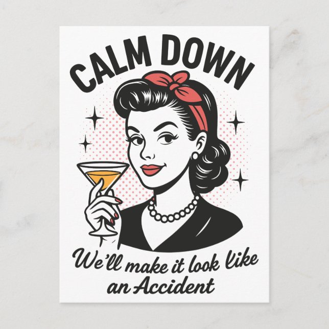 Calm Down Retro Funny Quote Holiday Postcard (Front)