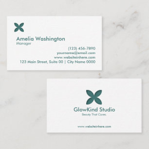 Calm Elegance Minimal Green Beauty Skincare Modern Business Card