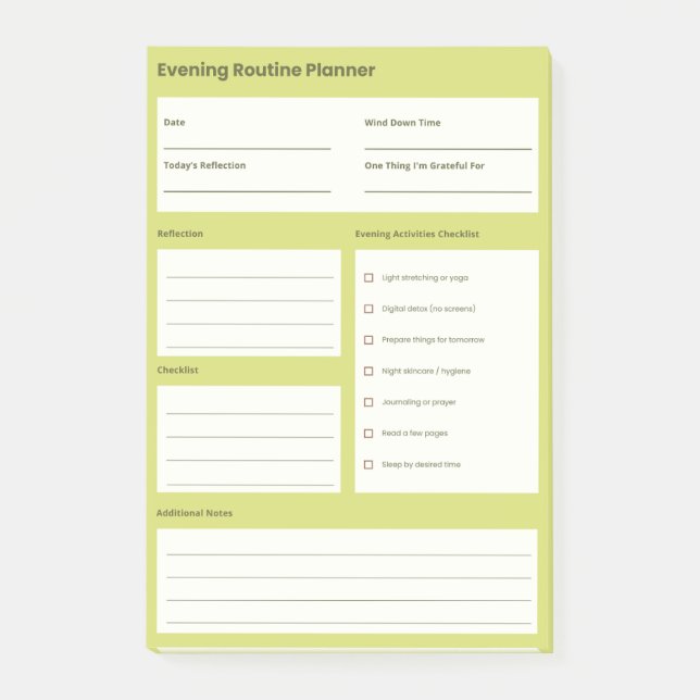 Calm Evening Routine Planner Post-it Notes (Front)