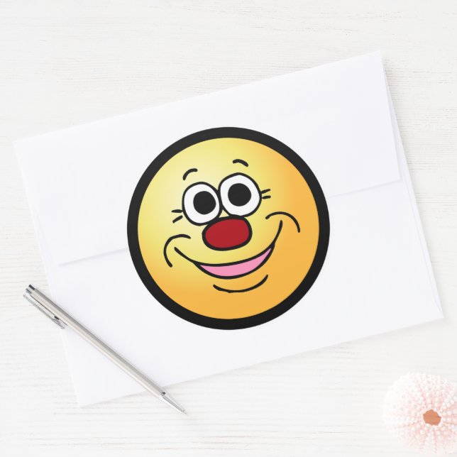 Calm Face Grumpey Classic Round Sticker (Envelope)