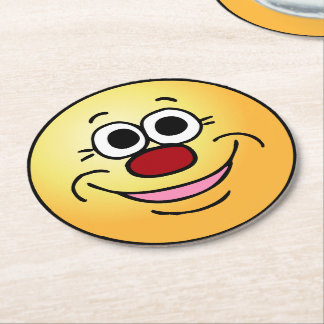 Calm Face Grumpey Round Paper Coaster
