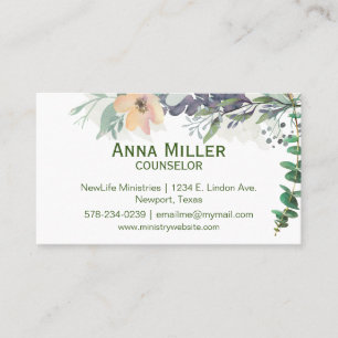 Calm Floral Counseling Ministry Business Card