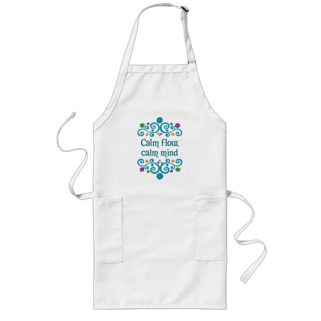Calm Flow Calm Mind – Floral Quote Long Apron (Front)