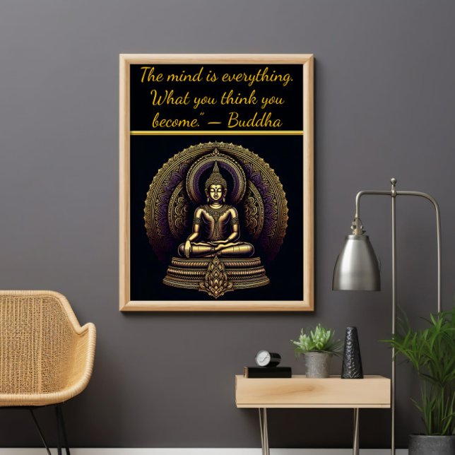 Calm gold Buddha in meditation Poster (Creator Uploaded)