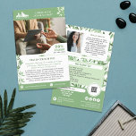 Calm Green Leaves Wellness Promo Small Business Flyer<br><div class="desc">Green and white marketing flyers for your small business personalised with your logo, photos, QR code, and custom text with greenery sprigs with simple leaves in soft shades of green. Personalised promo flyers for your small business, perhaps therapy, counseling, wellness, and more. Add photos, address, social media, phone number and...</div>