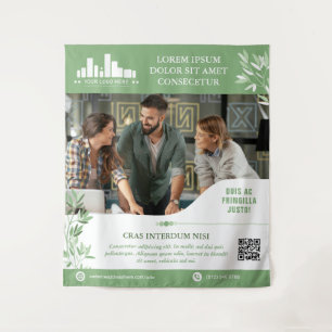 Calm Green Leaves Wellness Promo Small Business Tapestry