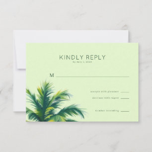 Calm Green Palm Leaves RSVP Card