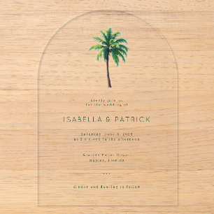 Calm Green Palm Tree Acrylic Invitations
