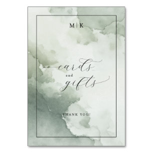 Calm Green Watercolor Gratitude Table Number