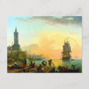 Calm in a Mediterranean by Claude-Joseph Vernet Postcard