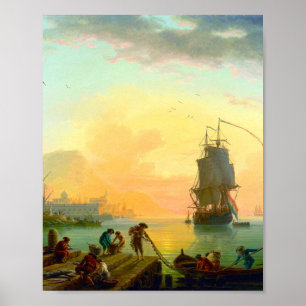 Calm in a Mediterranean by Claude-Joseph Vernet Poster
