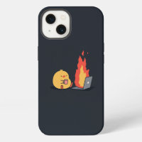 Calm in Chaos – Cute Yellow Bird & Fiery Laptop iP