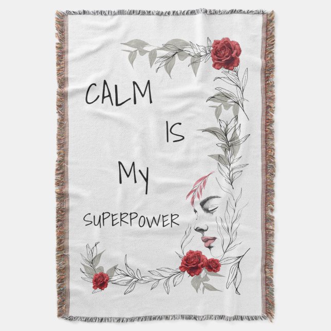 Calm Is My Superpower | Self Trust & Confidence Throw Blanket (Front Vertical)