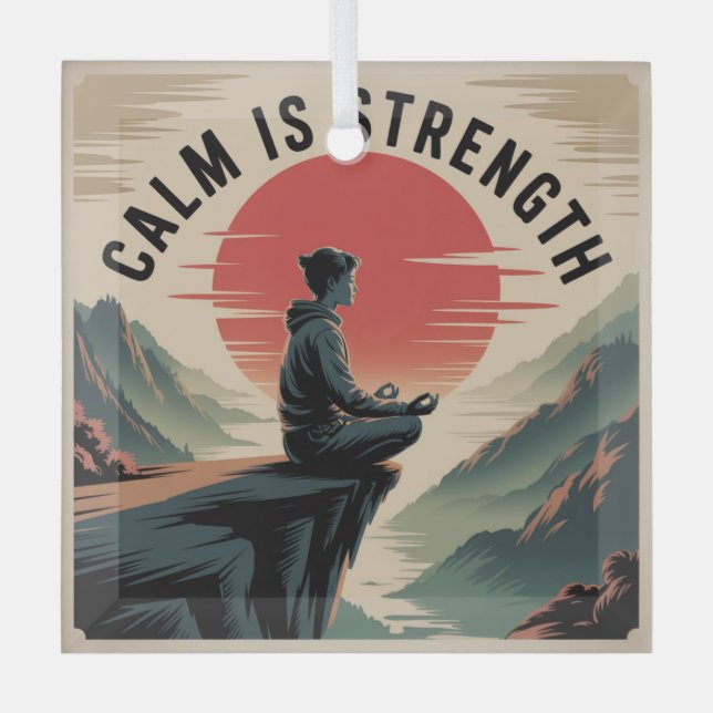 Calm Is Strength Glass Tree Decoration (Front)