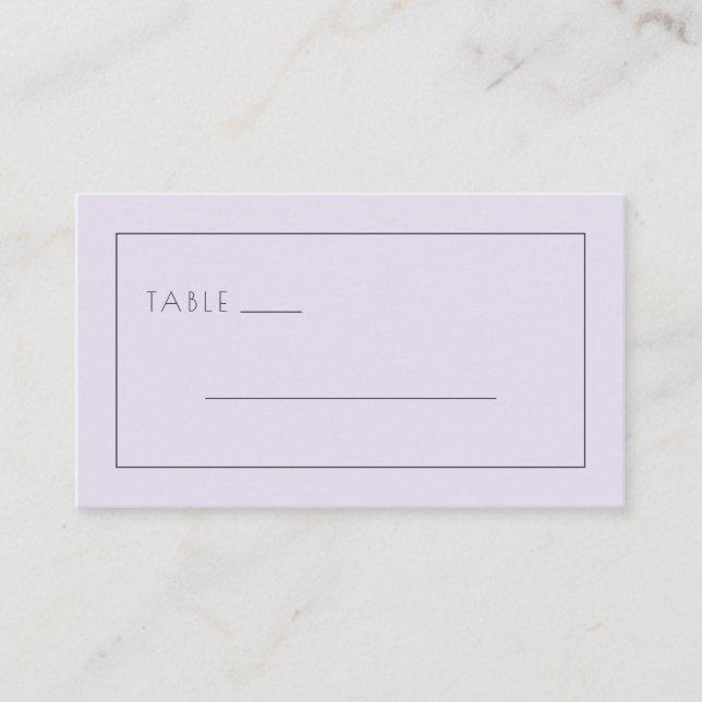 Calm Lavender Minimalist Table Sign Place Card (Front)