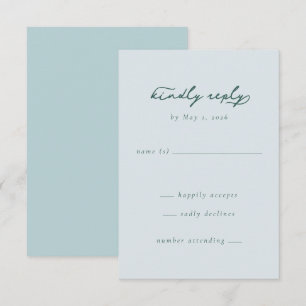 Calm Mint and Blue Minimalist RSVP Card