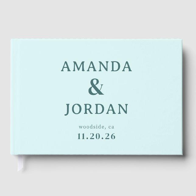 Calm Mint Typographic Guest Book (Front)
