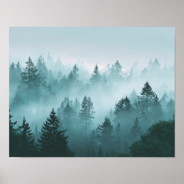 Calm Misty Forest Landscape Wall Art (Front)