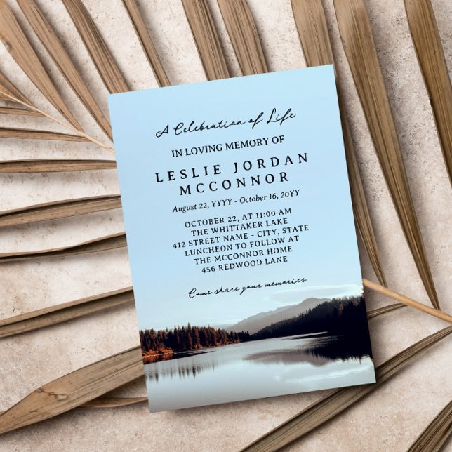 Calm Mountain Lake Celebration of Life Invitation (Creator Uploaded)