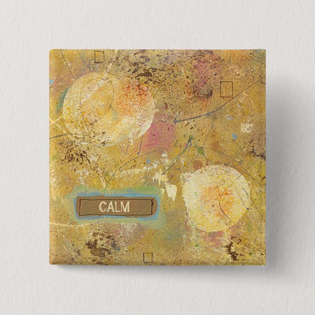 Calm natural beauty abstract art unique painting 15 cm square badge (Front)