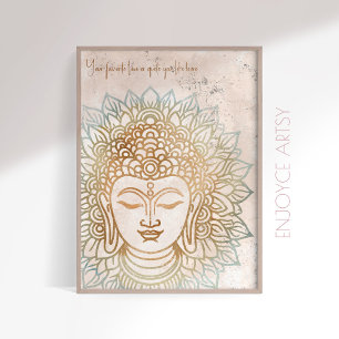 Calm neatral tones gold buddha indian wall art