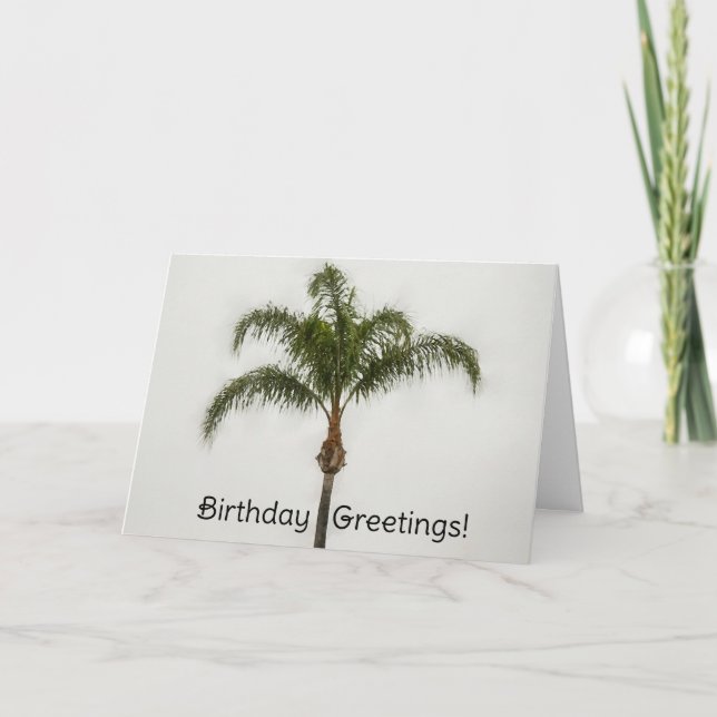 Calm Palm Tree Art Birthday Card (Front)