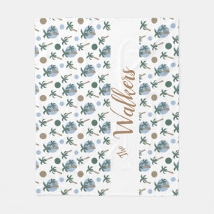 Calm Palm Trees and Dots Personalised Tropical Do Fleece Blanket