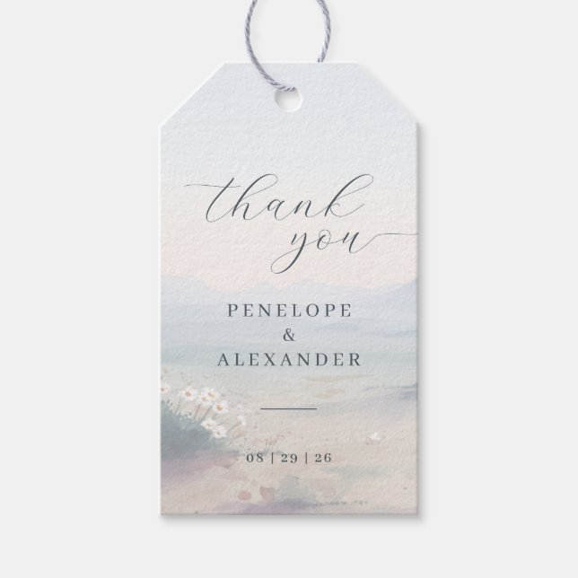 Calm Pastel Beach Waves Gift Tags (Front)
