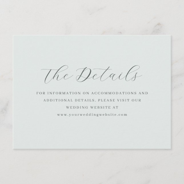 Calm Pastel Green Calligraphy Enclosure Card (Front)