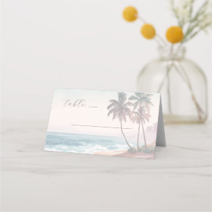 Calm Pastel Watercolor Beach Scene Place Card