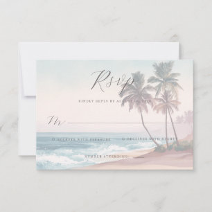 Calm Pastel Watercolor Beach Waves RSVP Card