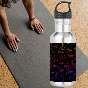 Calm Peace Freedom Rainbow Script Black 532 Ml Water Bottle