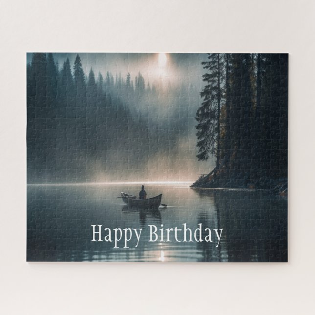 Calm Peaceful Lake  Boating Birthday Jigsaw Puzzle (Horizontal)