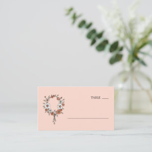 Calm Peach Floral Wreath Place Card