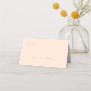 Calm Peach Minimalist Calligraphy Place Card