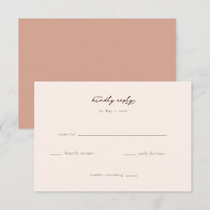 Calm Peach Minimalist Calligraphy RSVP Card
