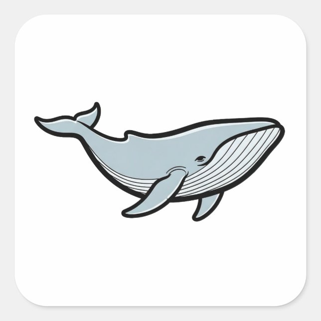 Calm Premium Whale – Minimal Ocean Illustration Square Sticker (Front)