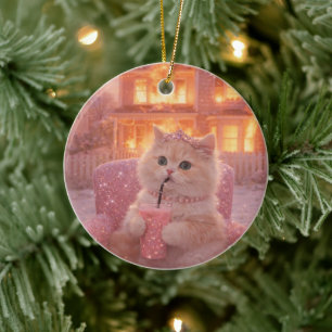 Calm Princess Cat During Total Chaos               Ceramic Tree Decoration