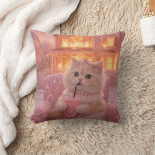 Calm Princess Cat During Total Chaos Cushion